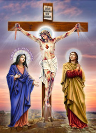Jésus Crucifié, la Vierge Marie et saint Jean au pied de la Croix