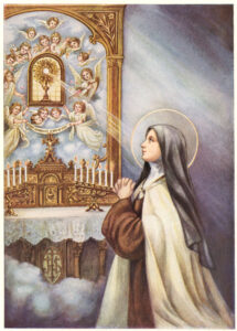 Saint Thérèse prays Jesus Host