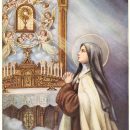 Sainte Thérèse prie devant Jésus Hostie